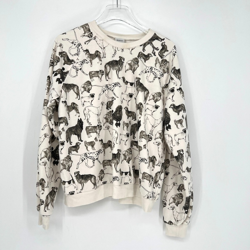 Maeve Dog Sweatshirt Womens M Sweater Anthropologie Preppy Animal Pets